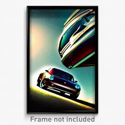Pixel Art Poster - Awesome Car (8 Bit Psychedelic Trippy Weird Video Game Print)