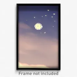 Pixel Art Poster - Noteworthy Moon (8 Bit Psychedelic Trippy Video Game Print)