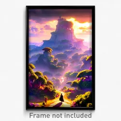 Pixel Art Poster - Elaborate Landscape (8 Bit Psychedelic Video Game Print)