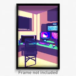 Pixel Art Poster - Zany Computer (8 Bit Psychedelic Trippy Video Game Print)