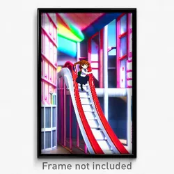 Pixel Art Poster - Anime Like Slide (8 Bit Psychedelic Trippy Video Game Print)