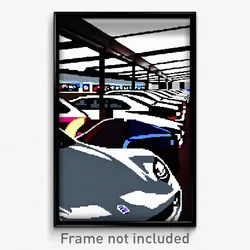 Pixel Art Poster - Infamous Car Dealership (8 Bit Psychedelic Video Game Print)