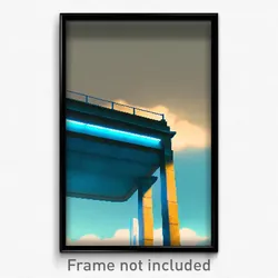 Pixel Art Poster - Sky Blue Bank (8 Bit Psychedelic Trippy Video Game Print)