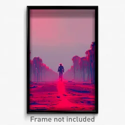 Pixel Art Poster - Red Desolation (8 Bit Psychedelic Trippy Video Game Print)