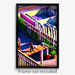 Pixel Art Poster - Puny Terrace (8 Bit Psychedelic Trippy Video Game Print)