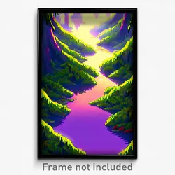 Pixel Art Poster - Tidy Swamp (8 Bit Psychedelic Trippy Weird Video Game Print)