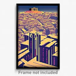 Pixel Art Poster - Tremendous Acropolis (8 Bit Psychedelic Video Game Print)