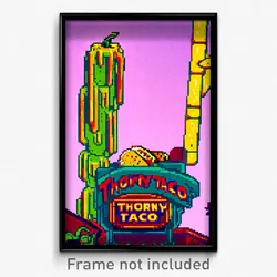 Pixel Art Poster - Thorny Taco (8 Bit Psychedelic Trippy Weird Video Game Print)