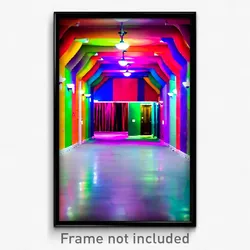 Pixel Art Poster - Multicolored Hall (8 Bit Psychedelic Trippy Video Game Print)