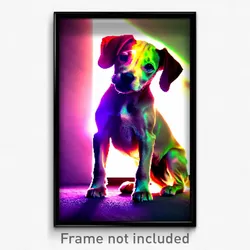 Pixel Art Poster - Velvety Puppy (8 Bit Psychedelic Trippy Video Game Print)