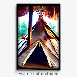 Pixel Art Poster - Famous Tepee (8 Bit Psychedelic Trippy Video Game Print)
