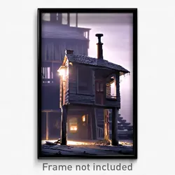 Pixel Art Poster - Bleak Shack Tenement (8 Bit Psychedelic Video Game Print)