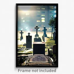 Pixel Art Poster - Urban Grave (8 Bit Psychedelic Trippy Weird Video Game Print)