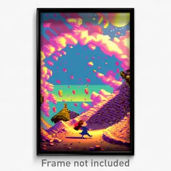 Pixel Art Poster - Whimsical Earthquake (8 Bit Psychedelic Video Game Print)