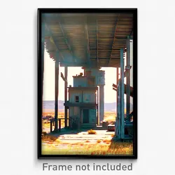 Pixel Art Poster - Rundown Outpost (8 Bit Psychedelic Trippy Video Game Print)