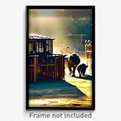 Pixel Art Poster - Rural Zoo (8 Bit Psychedelic Trippy Weird Video Game Print)