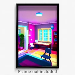 Pixel Art Poster - Tidy Room (8 Bit Psychedelic Trippy Weird Video Game Print)