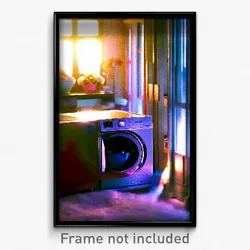 Pixel Art Poster - Enchanting Washing Machine (8 Bit Video Game Print)