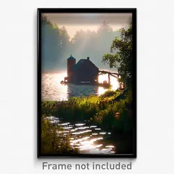 Pixel Art Poster - Watery Farm (8 Bit Psychedelic Trippy Weird Video Game Print)