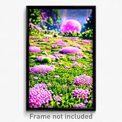 Pixel Art Poster - Bubbly Meadow (8 Bit Psychedelic Trippy Video Game Print)