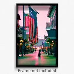Pixel Art Poster - Cold American Town (8 Bit Psychedelic Video Game Print)