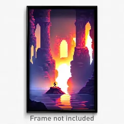 Pixel Art Poster - Fantastic Chasm (8 Bit Psychedelic Trippy Video Game Print)