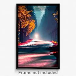 Pixel Art Poster - Haunted Road (8 Bit Psychedelic Trippy Video Game Print)