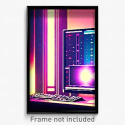 Pixel Art Poster - Shiny Computer (8 Bit Psychedelic Trippy Video Game Print)