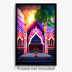 Pixel Art Poster - Rosy Temple (8 Bit Psychedelic Trippy Weird Video Game Print)