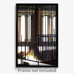 Pixel Art Poster - Wire Frame Roman Architecture (8 Bit Video Game Print)