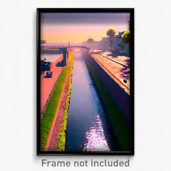 Pixel Art Poster - Small Waterway (8 Bit Psychedelic Trippy Video Game Print)