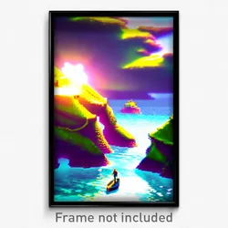 Pixel Art Poster - Swirly Cove (8 Bit Psychedelic Trippy Weird Video Game Print)