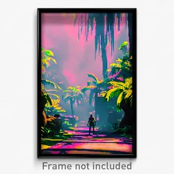 Pixel Art Poster - Shifty Jungle (8 Bit Psychedelic Trippy Video Game Print)
