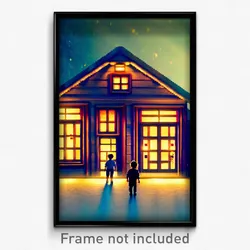 Pixel Art Poster - Warm Counting House (8 Bit Psychedelic Video Game Print)