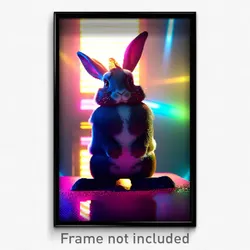 Pixel Art Poster - Exotic Rabbit (8 Bit Psychedelic Trippy Video Game Print)