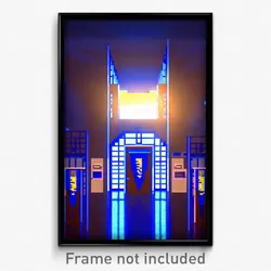 Pixel Art Poster - Blue Middle School (8 Bit Psychedelic Video Game Print)