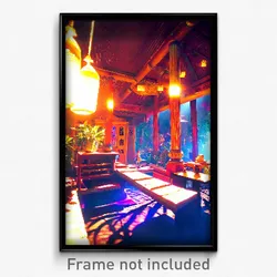 Pixel Art Poster - Homely Exotic Area (8 Bit Psychedelic Video Game Print)