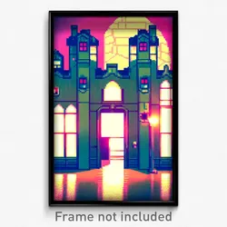 Pixel Art Poster - Bright Manor (8 Bit Psychedelic Trippy Video Game Print)