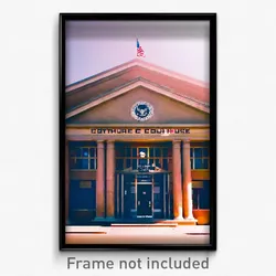Pixel Art Poster - Dirty Courthouse (8 Bit Psychedelic Trippy Video Game Print)