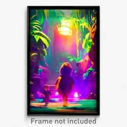 Pixel Art Poster - Silly Jungle (8 Bit Psychedelic Trippy Video Game Print)