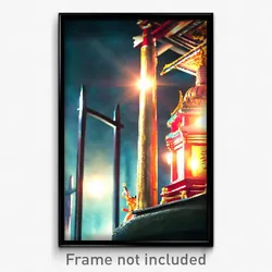 Pixel Art Poster - Dramatic Shrine (8 Bit Psychedelic Trippy Video Game Print)