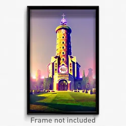 Pixel Art Poster - Buzzing Belfry (8 Bit Psychedelic Trippy Video Game Print)