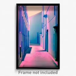 Pixel Art Poster - Light Blue Alley (8 Bit Psychedelic Trippy Video Game Print)