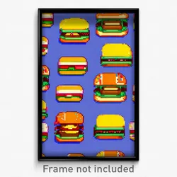 Pixel Art Poster - Long Hamburger (8 Bit Psychedelic Trippy Video Game Print)