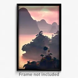 Pixel Art Poster - Gloomy Exotic Island (8 Bit Psychedelic Video Game Print)