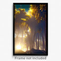 Pixel Art Poster - Golden Cloud Forest (8 Bit Psychedelic Video Game Print)