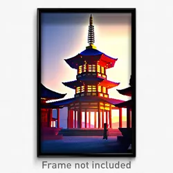 Pixel Art Poster - Mellow Pagoda (8 Bit Psychedelic Trippy Video Game Print)