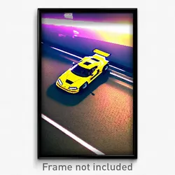 Pixel Art Poster - Extra Large Racecar (8 Bit Psychedelic Video Game Print)