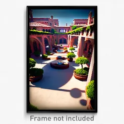 Pixel Art Poster - Flawless Courtyard (8 Bit Psychedelic Video Game Print)