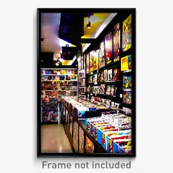 Pixel Art Poster - Measly Comic Book Store (8 Bit Psychedelic Video Game Print)